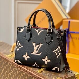 Tote Bag On The Go Black Beige MM Shoulder Bag